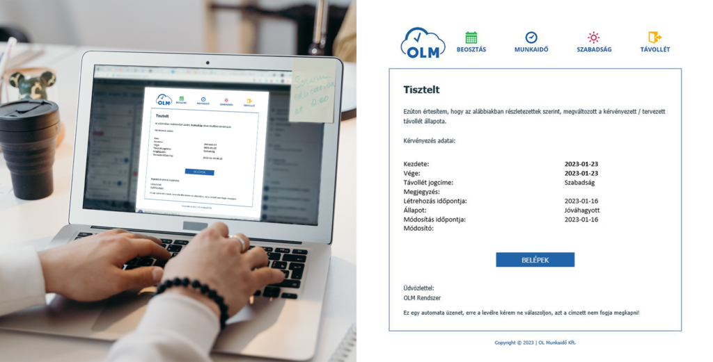 Szabadság kérvényezés jóváhagyás - OLM Rendszer